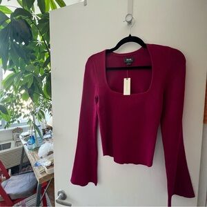 MAEVE SQUARE-NECK BELL-SLEEVE SWEATER NWT